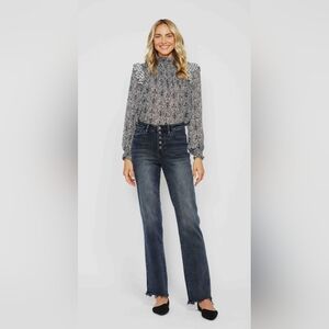 Judy Blue High Rise Button Fly Straight Fit Dark Blue Wash Jeans Reg Plus NEW
